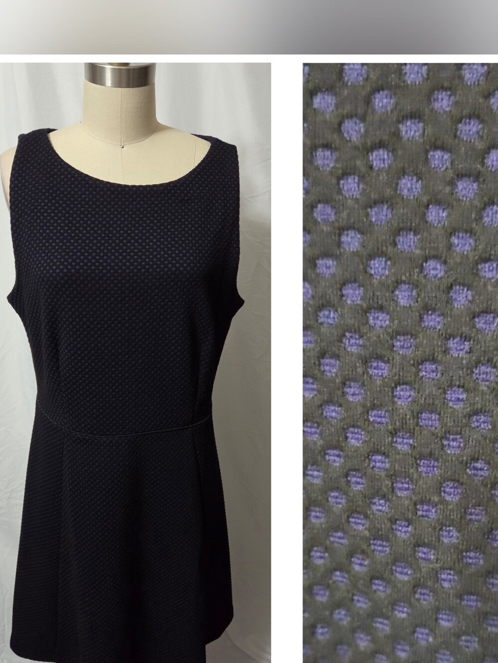 Black & Purple Textured Sleeveless Fit & Flare Dress, Size 12, Like New Cond